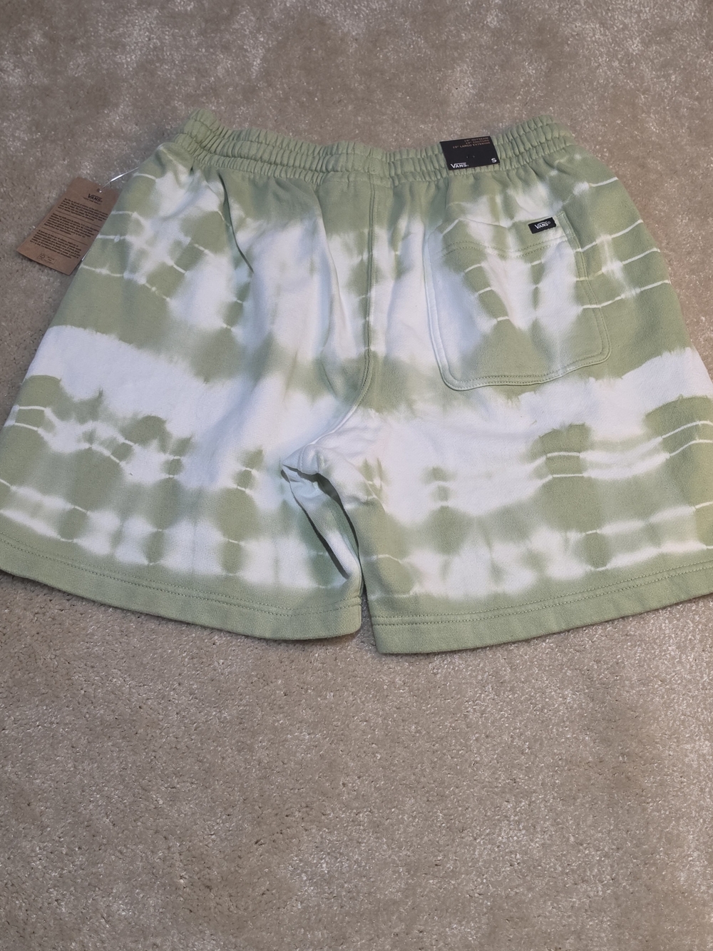 Vans Peace of Mind Tie Dye Fleece Shorts Men's Small NWT Green White Drawstring - Picture 10 of 14